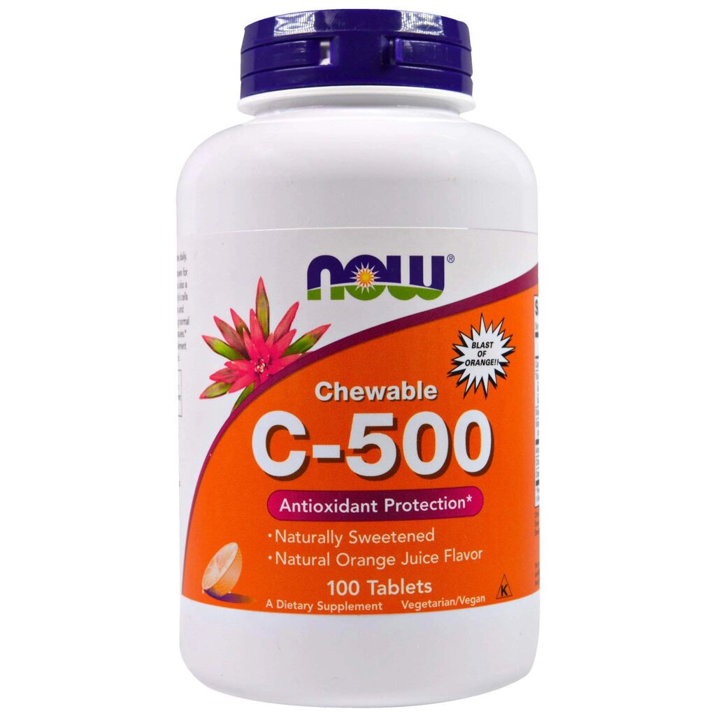 Вітамін З жувальний Chewable C-500 Now Foods смак апельсинового соку 100 пігулок від компанії Придбай - фото 1