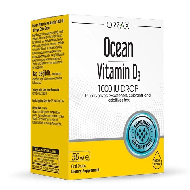 Вітамінний комплекс краплі Orzax Ocean Vitamin D 1000 IU 50 мл (0021) від компанії Придбай - фото 1