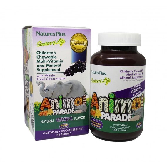 Вітамінно-мінеральний комплекс Nature's Plus Animal Parade Gold 180 Chewables Grape Flavor від компанії Придбай - фото 1