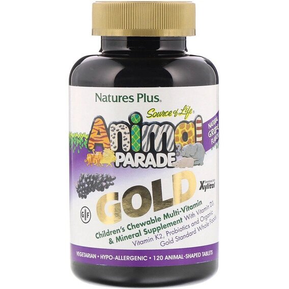 Вітамінно-мінеральний комплекс Nature's Plusr NTP29934 Animal Parade Gold 120 Tabs Natural Grape Flavo від компанії Придбай - фото 1