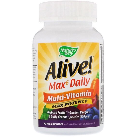 Вітамінно-мінеральний комплекс Nature's Way Alive! Max6 Daily Multi-Vitamin 90 Veg Caps NWY-15090 від компанії Придбай - фото 1