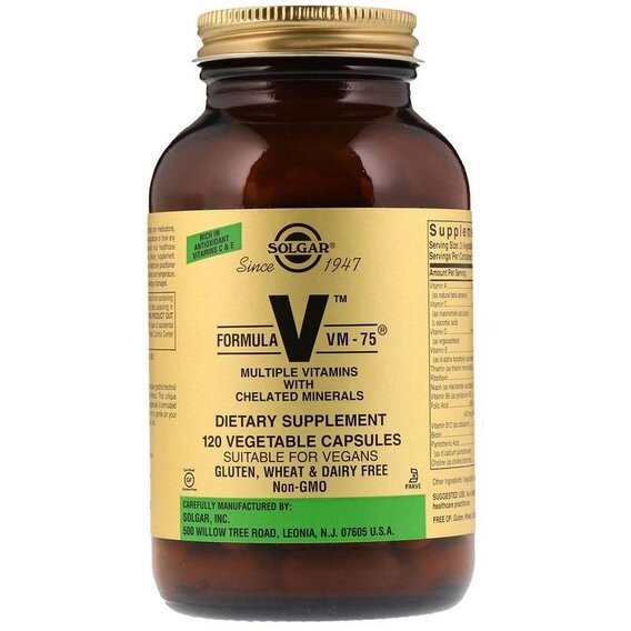 Вітамінно-мінеральний комплекс Solgar Formula V VM-75 Multiple Vitamins with Chelated Minerals 120 Veg Caps від компанії Придбай - фото 1