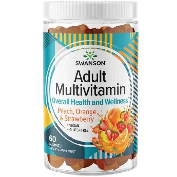 Вітамінно-мінеральний комплекс Swanson Adult Multivitamin 60 Gummies Peach Orange Strawberry від компанії Придбай - фото 1