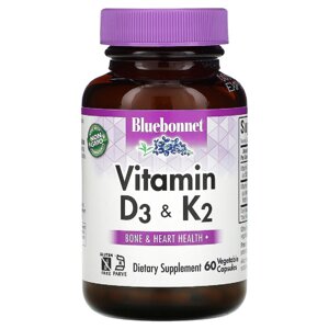 Vitamins D3 & K2 Bluebonnet Nutrition 60 вегетаріанські капсули