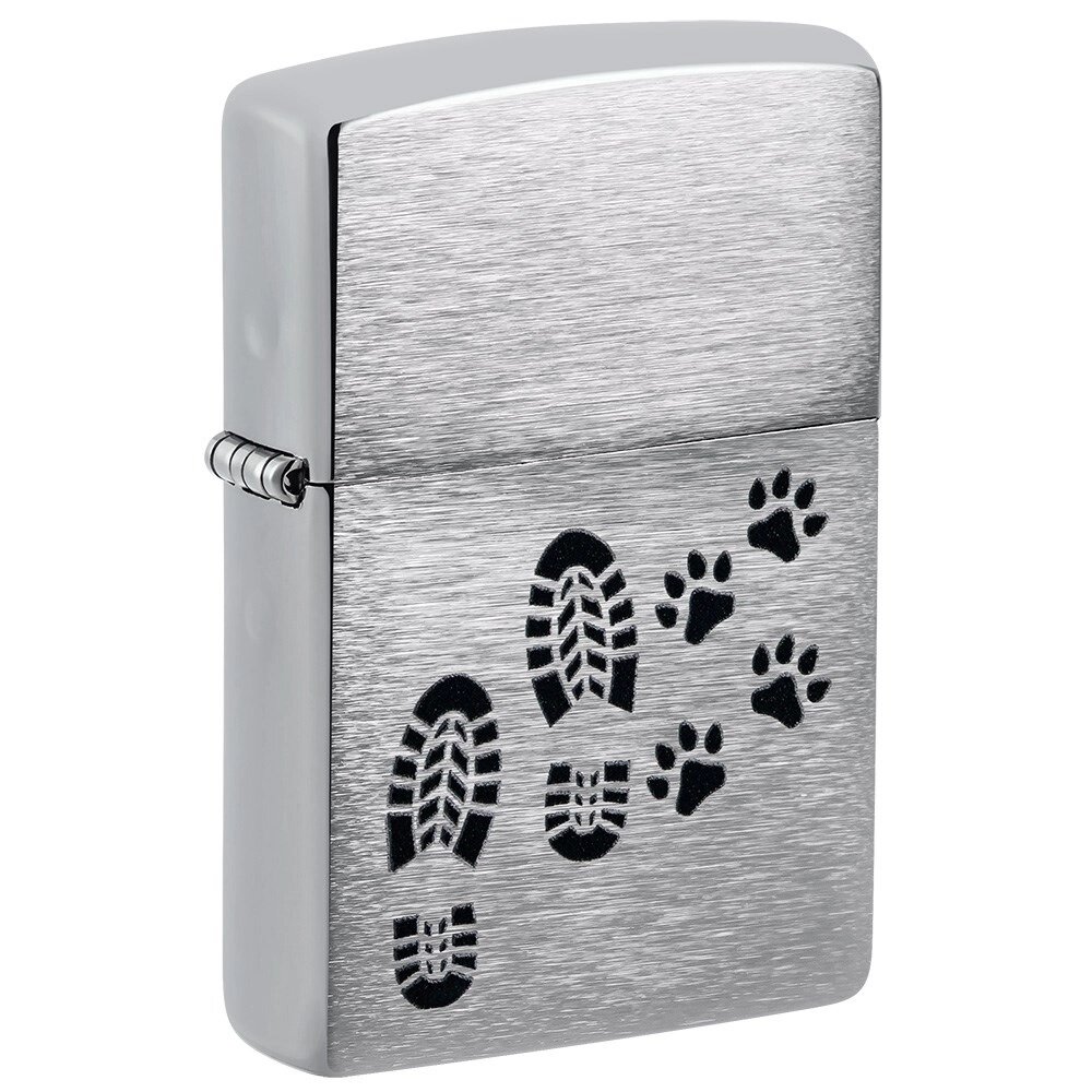 Запальничка бензинова Zippo Footprints Design Сріблястий (46322) від компанії Придбай - фото 1