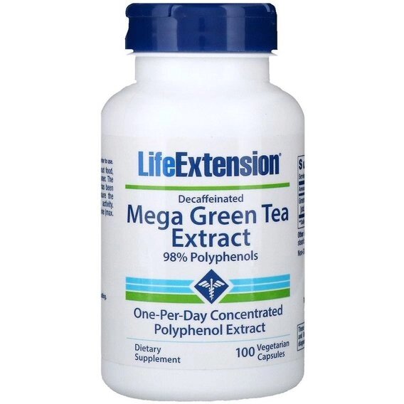 Зелений чай Life Extension Mega Green Tea Extract Decaffeinated 100 Veg Caps від компанії Придбай - фото 1