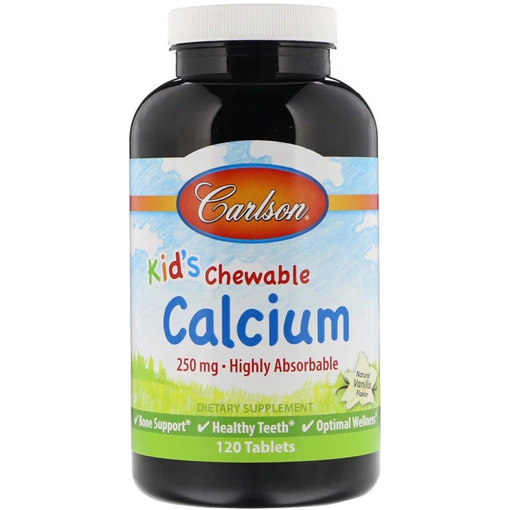 Жувальний кальцій для дітей Kid's Chewable Calcium Carlson 120 таблетки фруктовий смак від компанії Придбай - фото 1