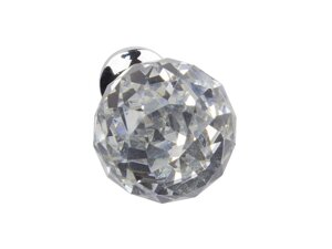 Меблева ручка кнопка GTV Crystal A d=30мм, хром, кристал