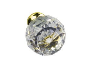 Меблева ручка кнопка GTV Crystal A d=30мм, золото, кристал