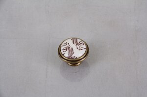 Ручка меблева Giusti РГ 514 P77.01. H2. D1G, старе золото з керамікою, ручка кнопка