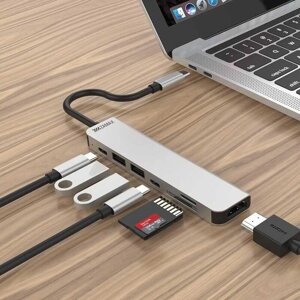 Адаптер хаб юсб ZAMAX 3/6/7 в-1 type C + USB HUB to HDMI/HDTV