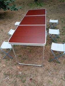 Великий стіл для пікніка 180*60 см складаний + 6 стільців