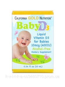 California Gold Nutrition, Рідкий вітамін D3 на олійній основі, 400МЕ