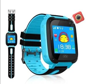 Блакитні Дитячі розумні годинник Smart Watch F2, наручні смарт годинник з GPS