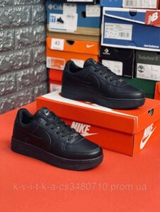 Кросівки Nike Air Force 1 Black Чоловічі чорні кросівки Найк Форс