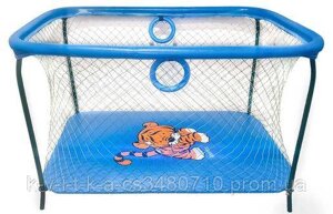 Манеж ігровий KinderBox люкс з великою сіткою Синє тигреня.