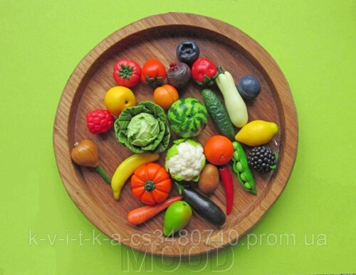 Миниатюра: овощи и фрукты из полимерной глины