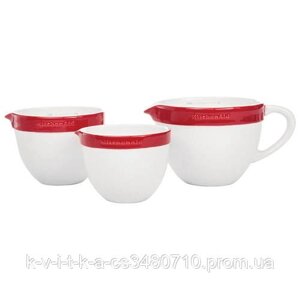 Набір керамічних чаш з ручкою для змішування та запікання KitchenAid Ceramics, 3 шт., червоний (KBLR03NBER)