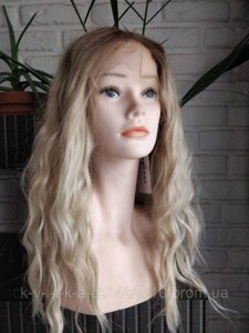 Перука шатен волосся хвилястий блонд на сітці lace front