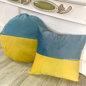 Подушки прапор України | патріотичні | велюр | круглі | прапор | тканина |