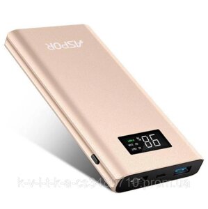 Повербанк Aspor A387-S, 10 000 mAh, 2USB/2.4A/2.4A- золото