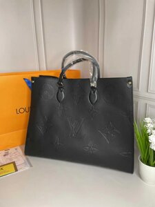 Жіноча велика чорна сумка тоут Louis Vuitton on the go ЛВ wb021