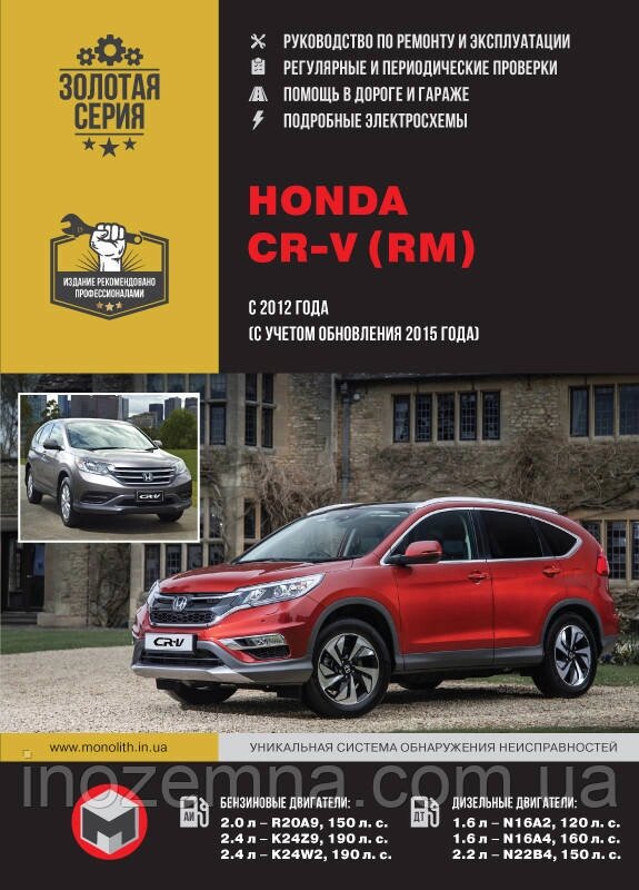 Honda CR-V 2012 року (з урахуванням оновлення 2015 р.). Керівництво по ремонту та експлуатації від компанії Inozemna - фото 1