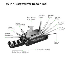 Велоаптечка ремнабір мультитул шестигранник викрутки спицной ключ