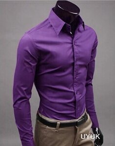 Класична чоловіча сорочка slim-fit «Classic»фіолетовий)