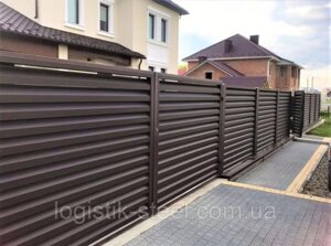 Паркан ЖАЛЮЗІ металевий, Exclusive 40/120 мм, двостороннє покриття, RAL 8019 темно-коричневий