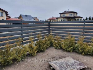 Паркан горизонтальний металевий, РАНЧО, Ламель шириною 130 мм, RAL 7024 графітовий