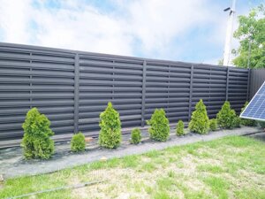 Євроштакетник металевий двосторонній у стилі жалюзі Україна, 115 мм, коричневий