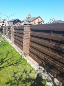Паркан металевий, , горизонтальний односторонній РАНЧО Висота 100 мм, коричневий