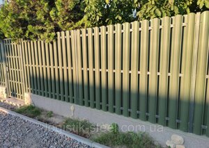 Євроштакетник металевий двосторонній Україна, 115 мм 0,45 мм, Зелений, RAL 6005 матовий