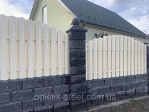Євроштакетник металевий двосторонній Україна, 115 мм 0,45 мм, Бежевий, RAL 1015