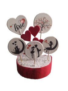 Декор святковий на День Закоханих цукрові фігурки набір на тортик Почуття