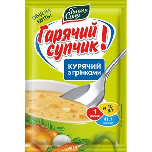 Гарячий суп з куркою та грінками швидкого приготування Тетя Соня 15г в Харківській області от компании Сяйво