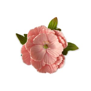 Півонія з листком ванільний/рожевий/білий d10см цукровий декор Флористика