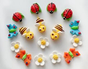 Цукрова прикраса фігурки для торта кондитерський декор набір Комашки Комашки