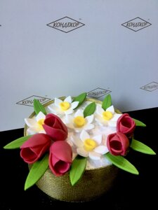 Цукрові фігурки квітковий набір їстівний з цукрової пасти на торти та кондитерські вироби Весняний Весняний