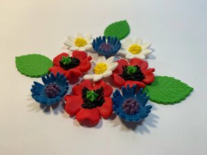 Цукрові фігурки квіти прикраса для торта набір фігурки з мастики набір Польовий