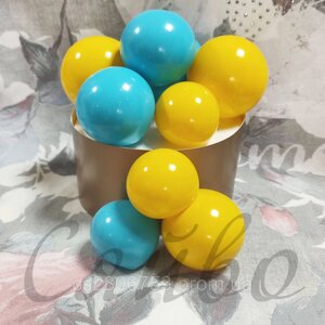 Кулі желейні фігурки святкові на торт цукрово желейні блакитні та жовті 9 шт