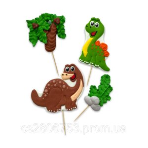 Прикраса цукрові фігурки з мастики на тортик Динозаври 2D №2 для хлопчиків для дітей