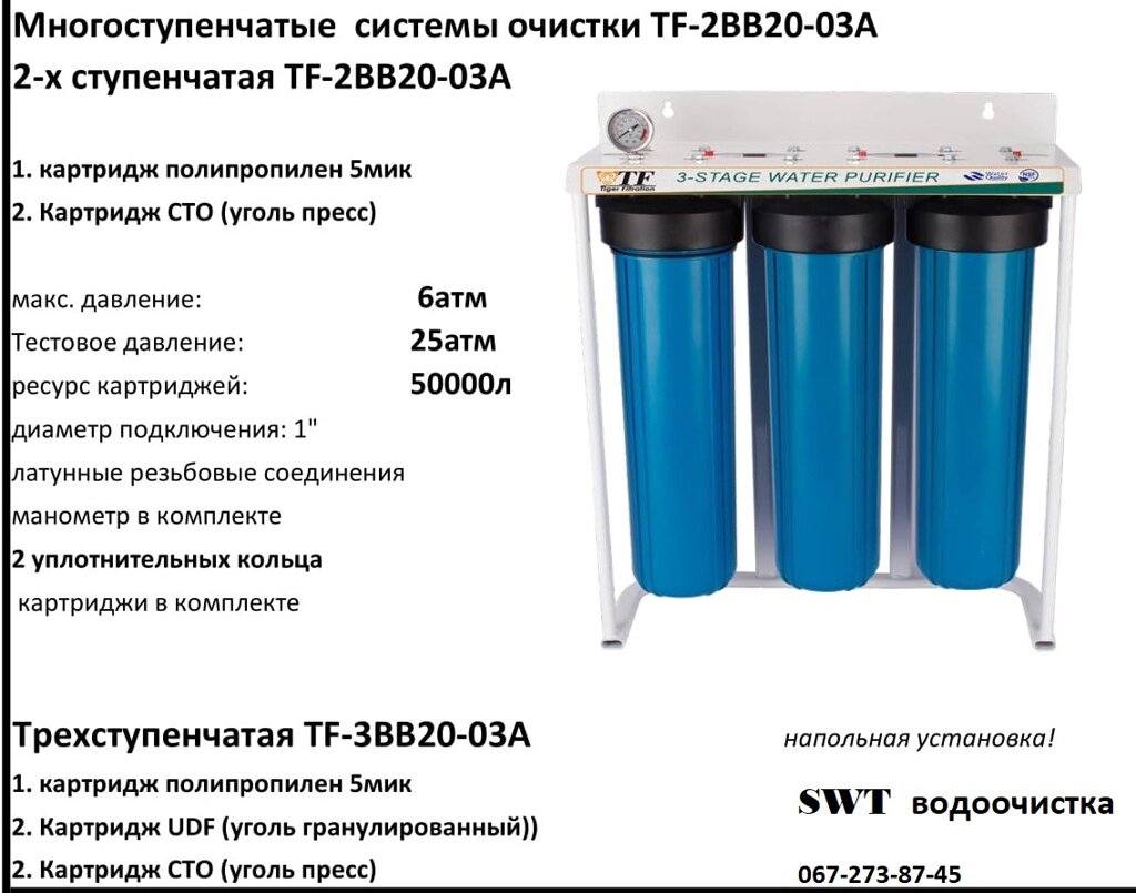 Очищення води трьох ступенева TF-2BB20-03A Tiger filtration від компанії SWT - фото 1
