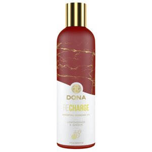 Натуральне масажне масло DONA Recharge - Lemongrass & Gingerl (120 мл) з ефірними маслами