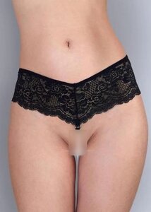 Сексуальні жіночі трусики мереживні Fabiana з перлами чорні розмір XS-M
