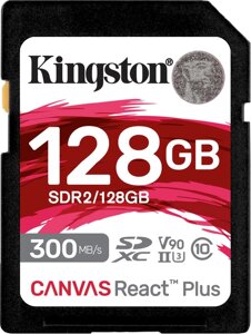 Карта памяти kingston 128 GB SDXC class 10 UHS-II U3 canvas react plus (SDR2/128GB)
