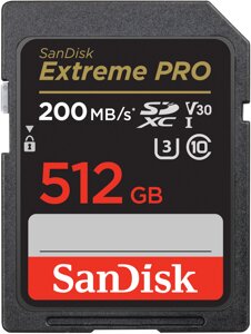Карта памяти sandisk 512GB SD class 10 UHS-I U3 V30 extreme PRO (sdsdxxd-512G-GN4in)