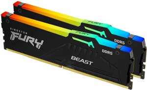 Модуль памяти kingston DDR5 32GB (2x16GB) 5600 mhz FURY beast RGB fury (ex. hyperx) (KF556C40BBAK2-32)