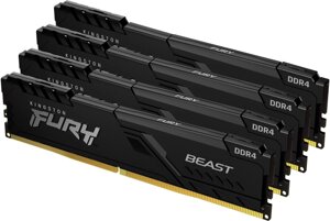 Пам'ять kingston fury DDR4 4x32GB/3200 beast black (KF432C16BBK4/128)